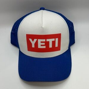 YETI Red Logo Blue and White Cap
